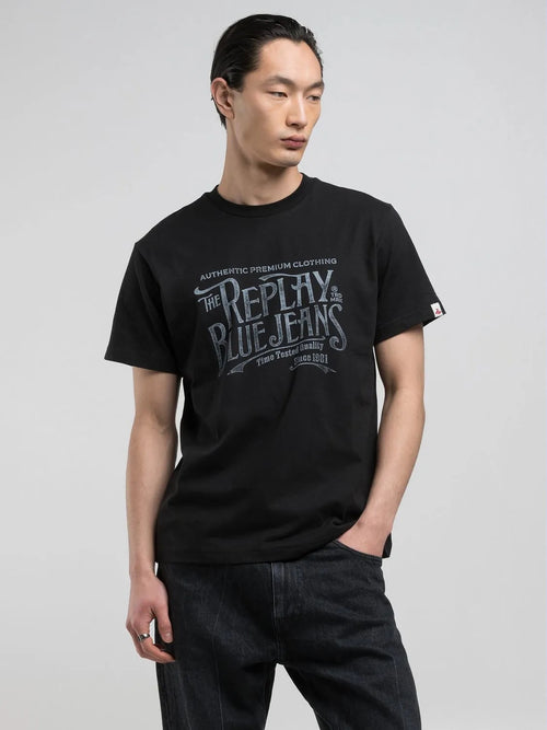 BLACK REGULAR FIT T-SHIRT WITH ARCHIVAL PRINT