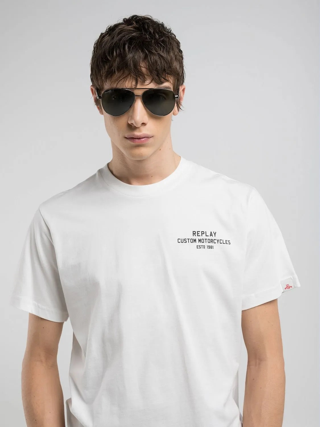 WHITE T-SHIRT WITH MINI AND MAXI PRINT