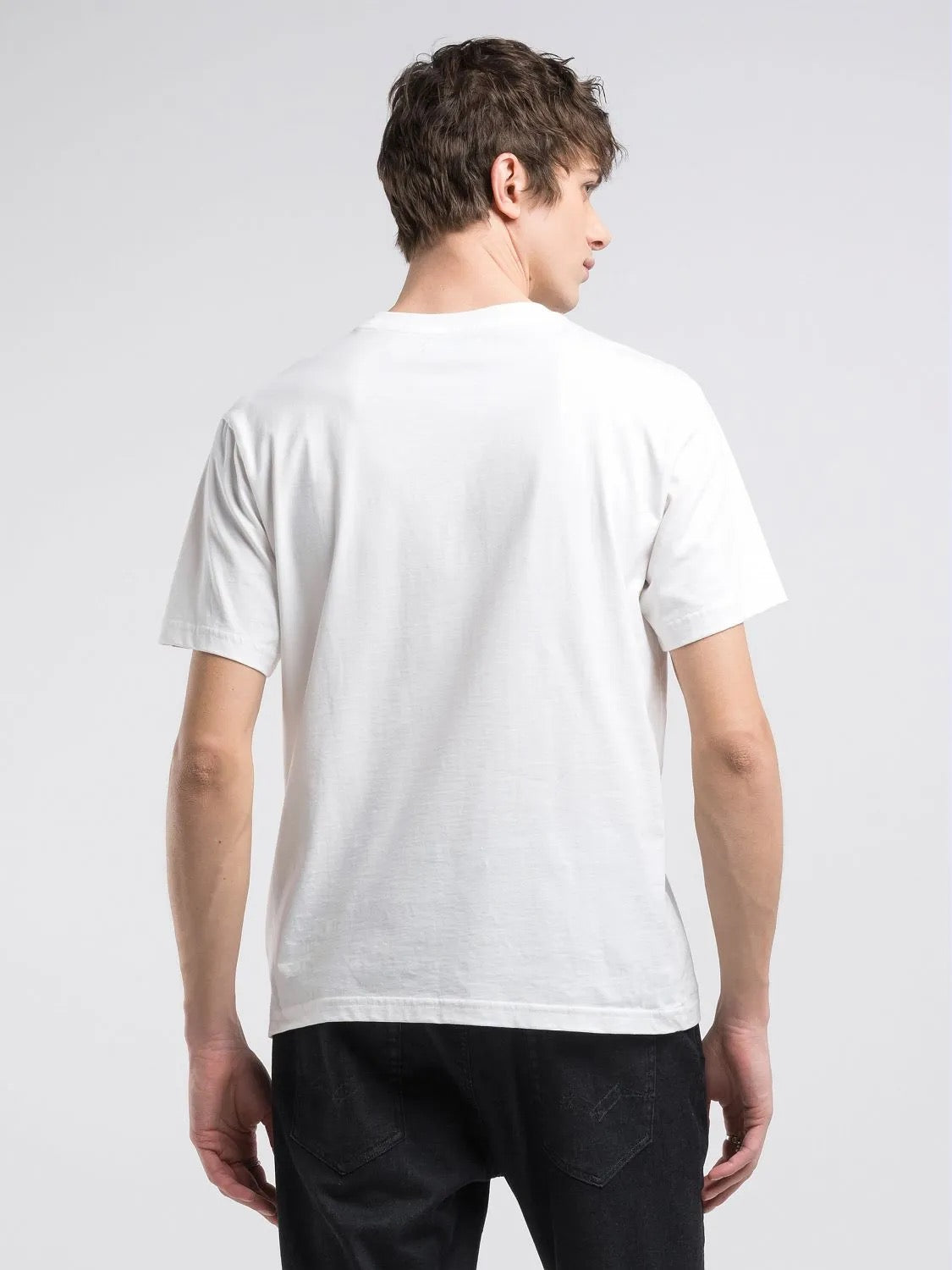 NATURAL WHITE COTTON CREW-NECK T-SHIRT