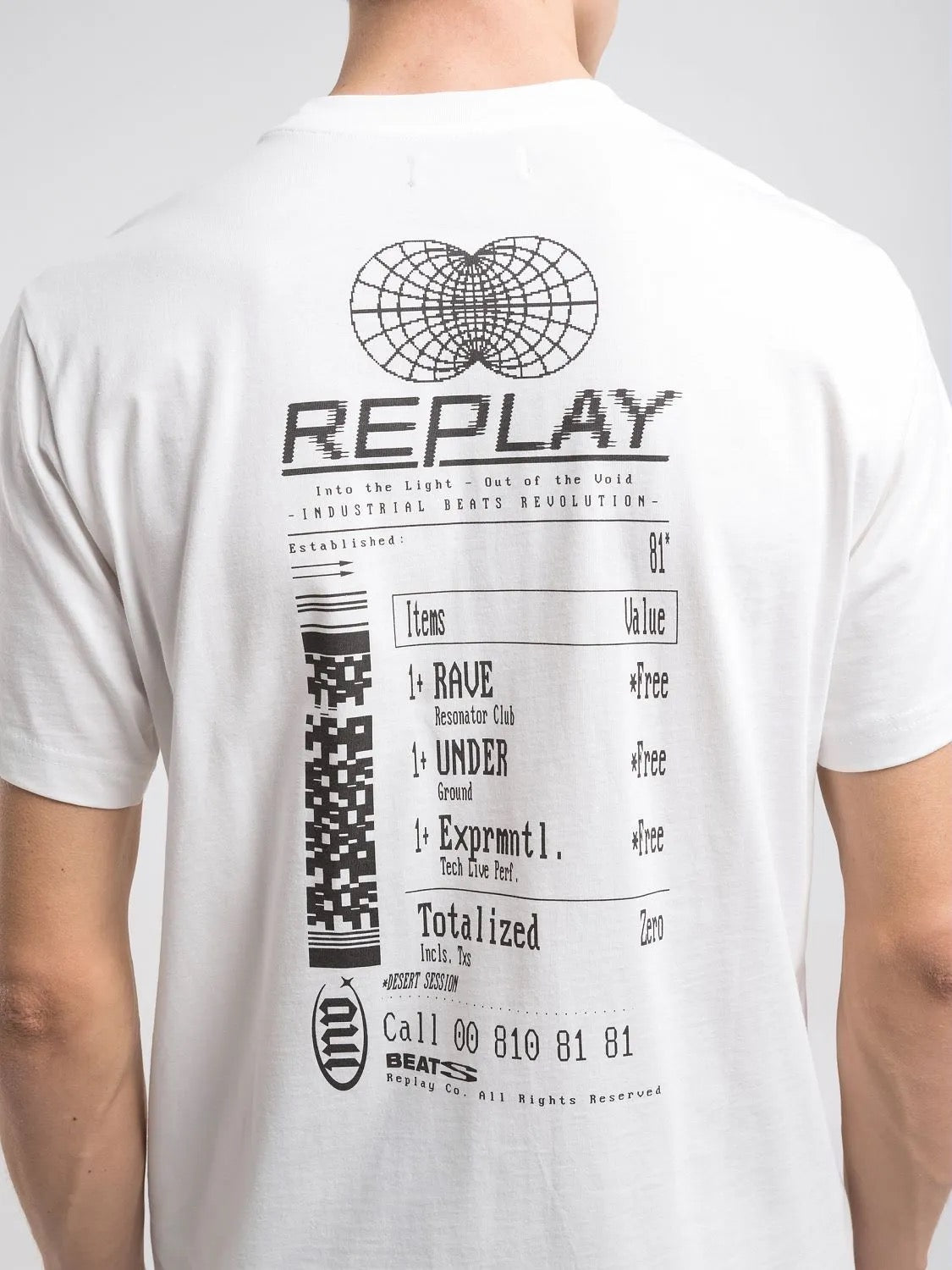 WHITE CREW-NECK T-SHIRT WITH RECEIPT PRINT