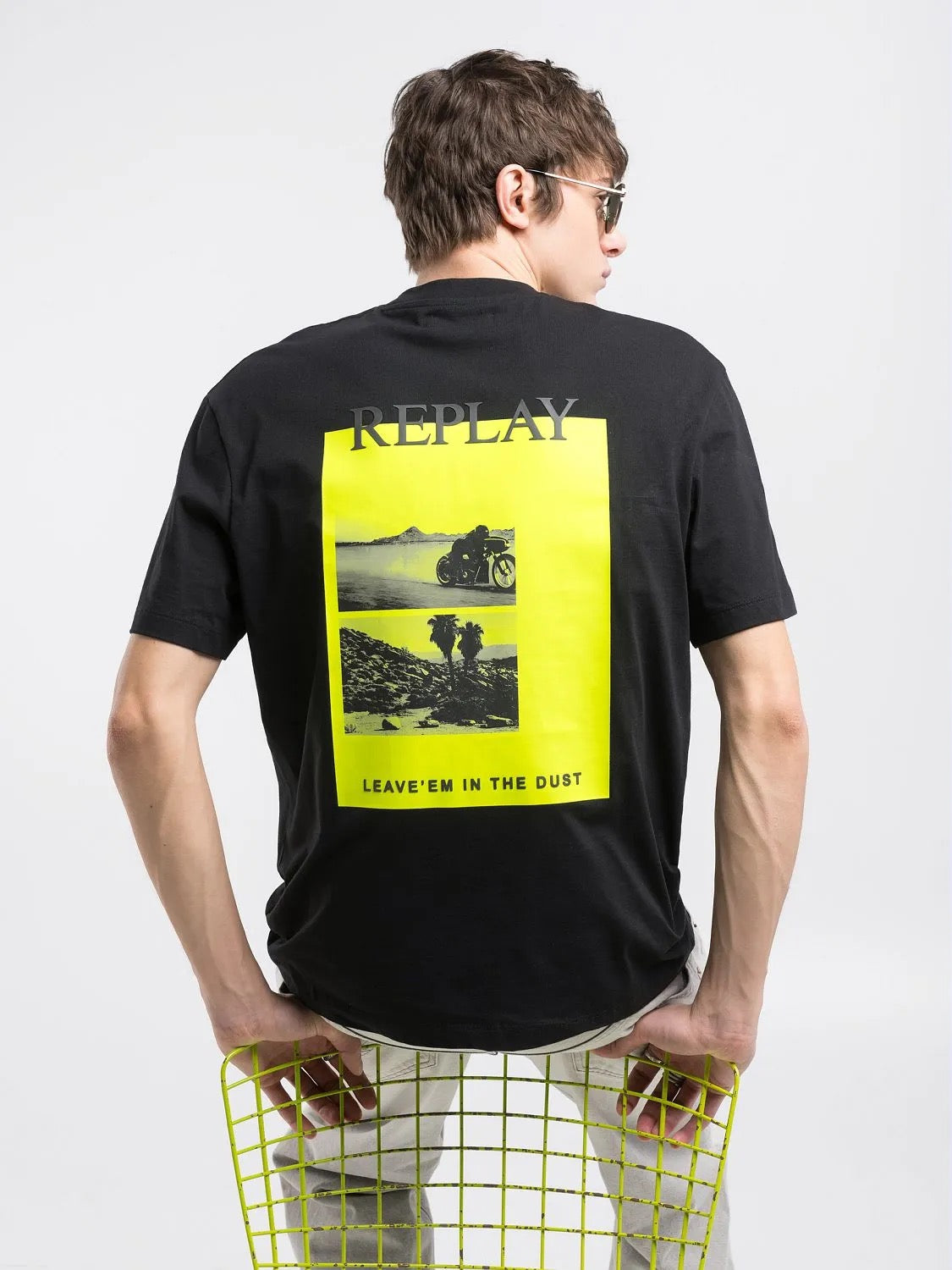 BLACK COTTON T-SHIRT WITH PHOTO PRINT