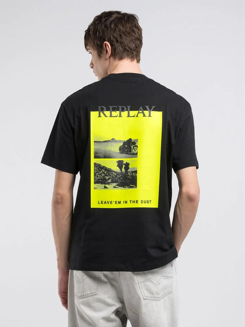 BLACK COTTON T-SHIRT WITH PHOTO PRINT