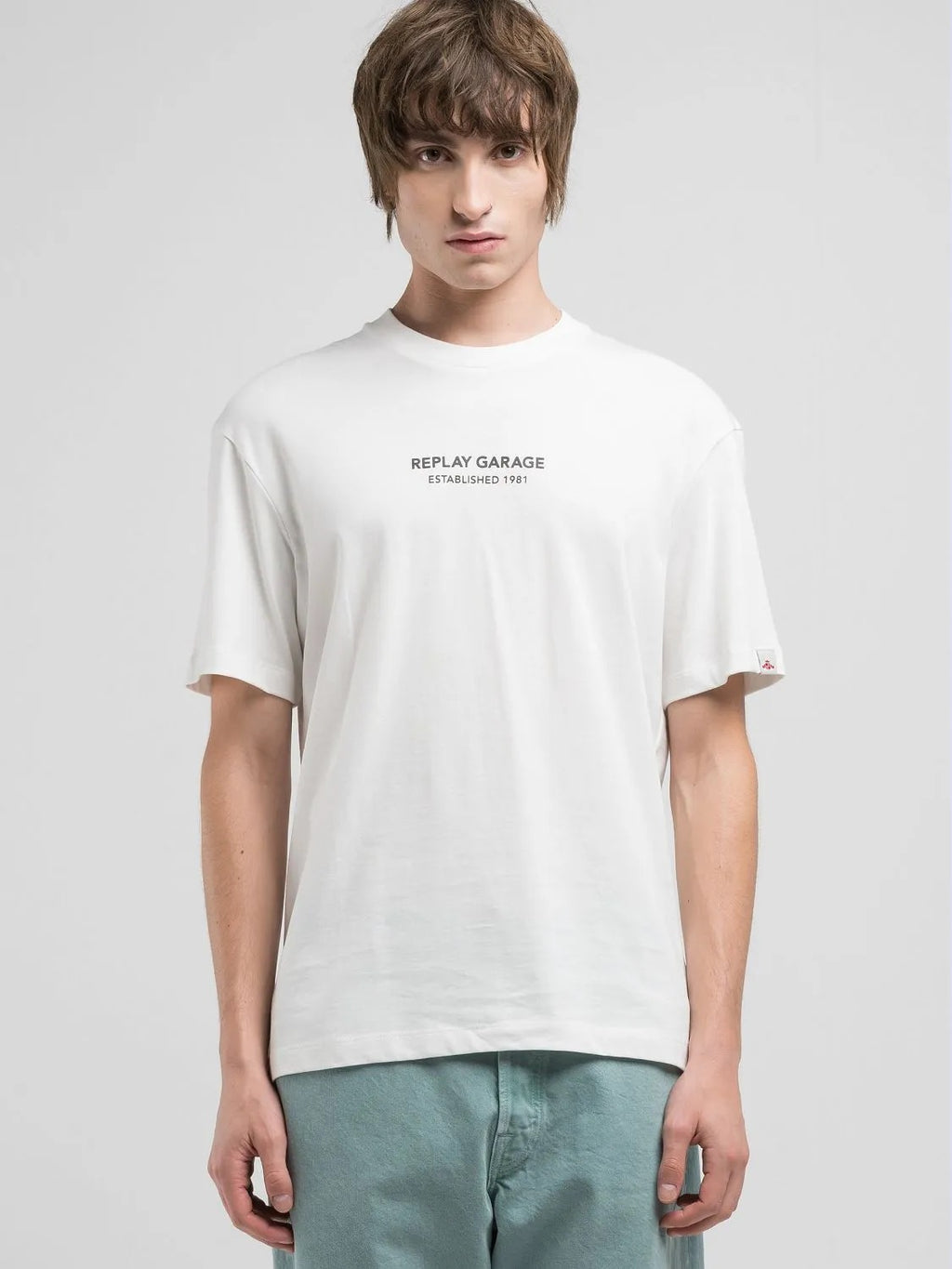 WHITE RELAXED-FIT T-SHIRT WITH PRINT