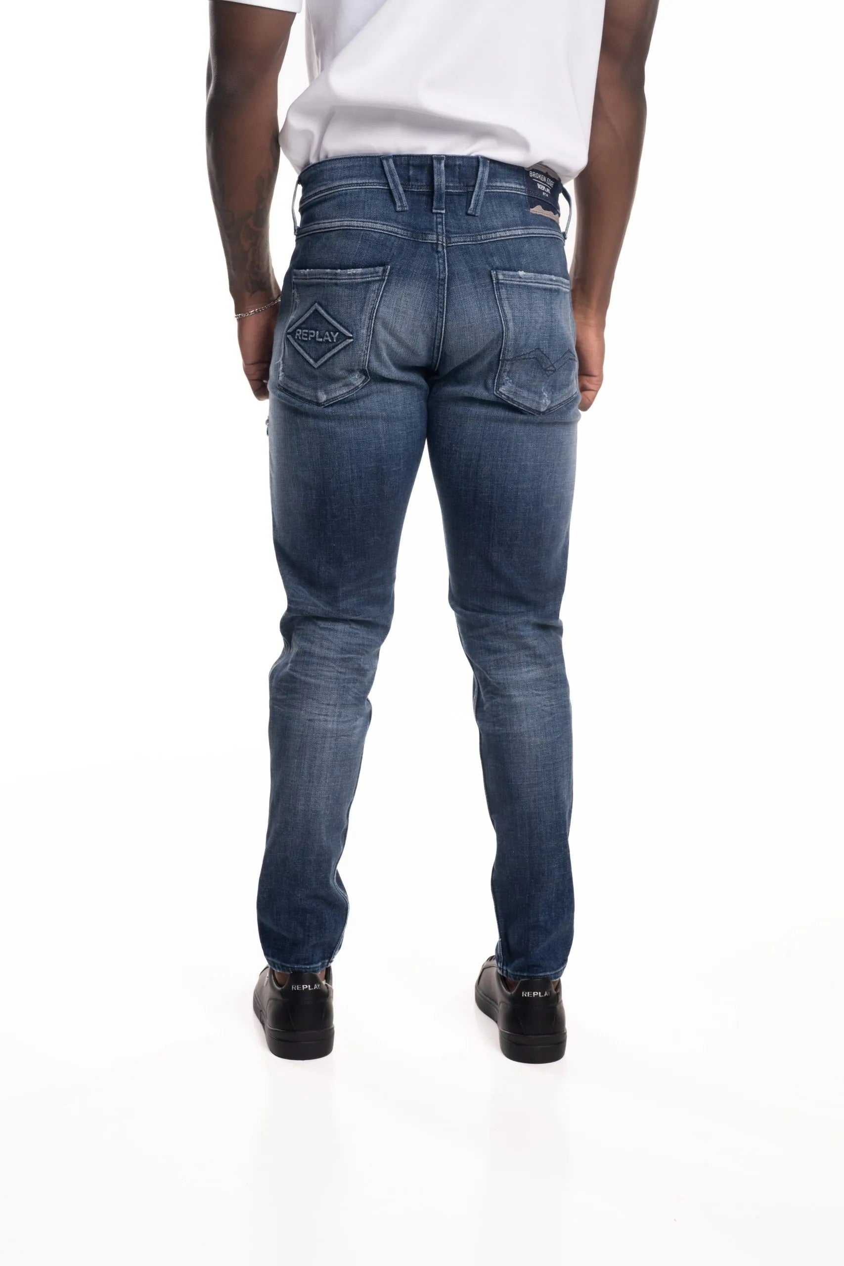 MEDIUM BLUE 12 OZ DEEP BLUE POWER STRETCH DENIM SUPER SLIM BRONNY JEANS