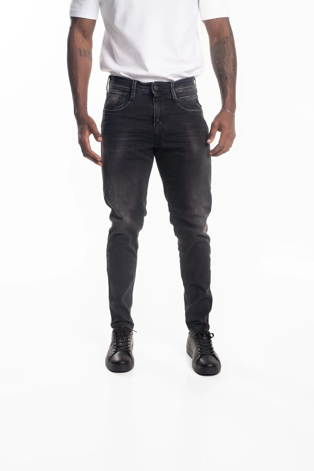 BLACK 10.5 OZ BLACK OD BLACK STRETCH DENIM SUPER SLIM BRONNY JEANS