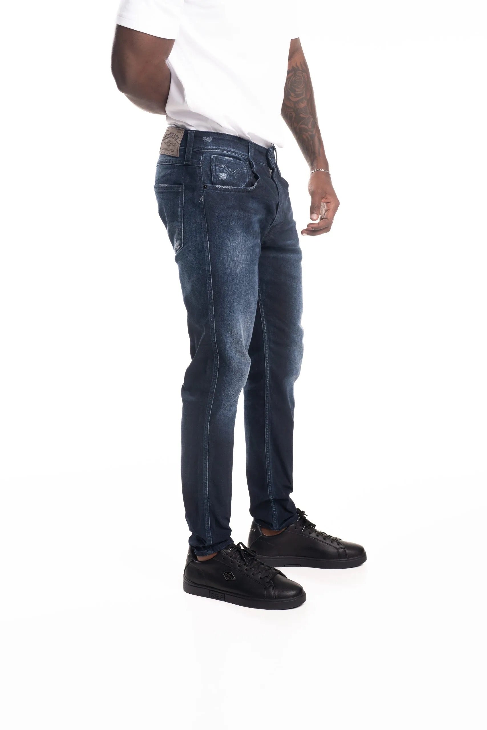 DARK BLUE 10.5 OZ BLUE/BLACK STRETCH DENIM SUPER SLIM BRONNY JEANS