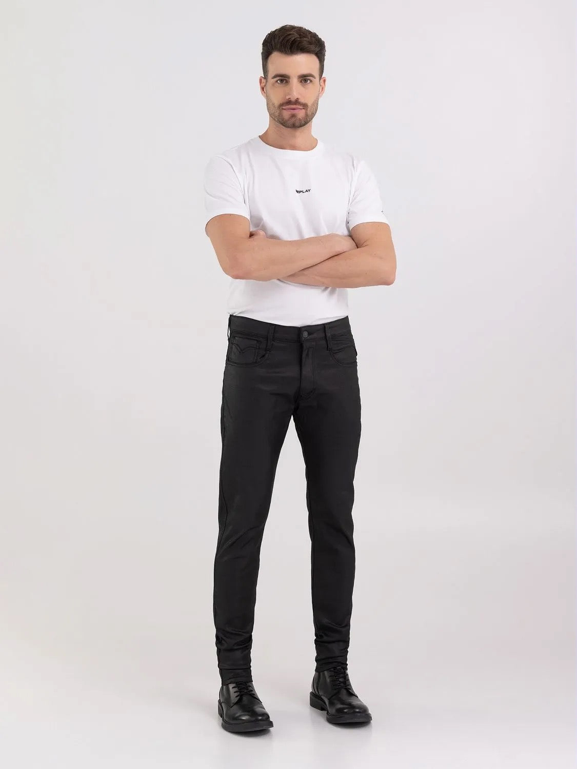 SUPER SLIM FIT WAX COATED BRONNY JEANS