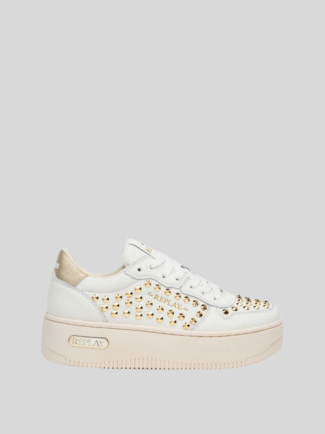 EPIC HIGH STUDS OFF WHITE PLATINUM SNEAKERS