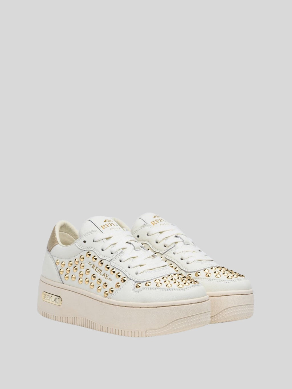 EPIC HIGH STUDS OFF WHITE PLATINUM SNEAKERS